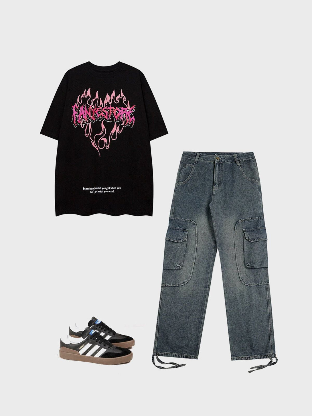 Majesda® - Heart Flame Print Tee- Outfit Ideas - Streetwear Fashion - majesda.com