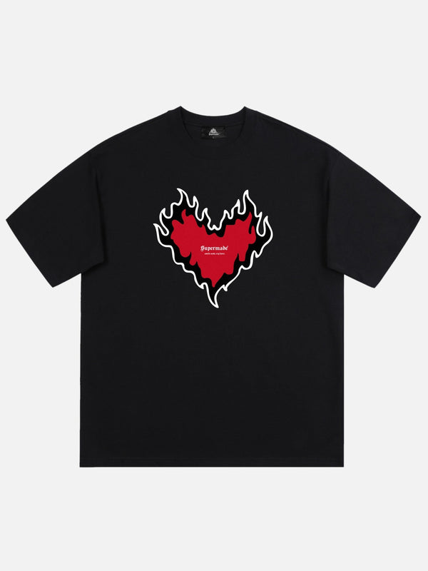 Majesda® - Heart Print T-shirt- Outfit Ideas - Streetwear Fashion - majesda.com