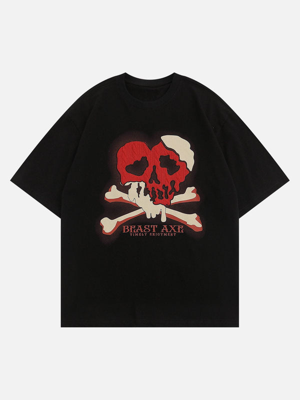 Majesda® - Heartbreak Skull Print Tee- Outfit Ideas - Streetwear Fashion - majesda.com