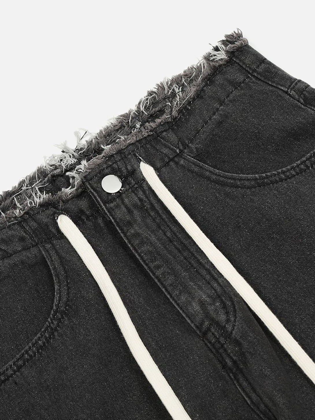Majesda® - High Street Distressed Washed Distressed Drawstring Jeans- Outfit Ideas - Streetwear Fashion - majesda.com
