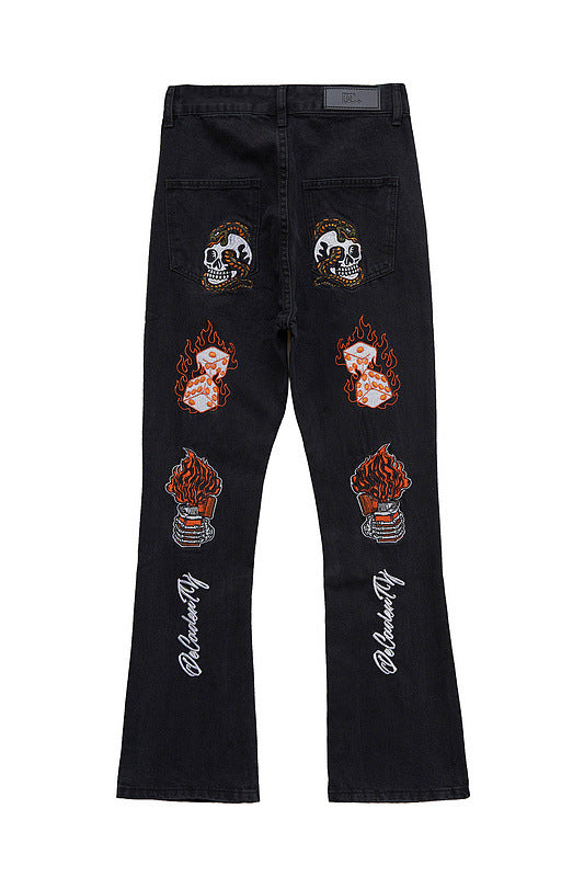 Majesda® - High Street Embroidery Retro Jeans - 1574- Outfit Ideas - Streetwear Fashion - majesda.com