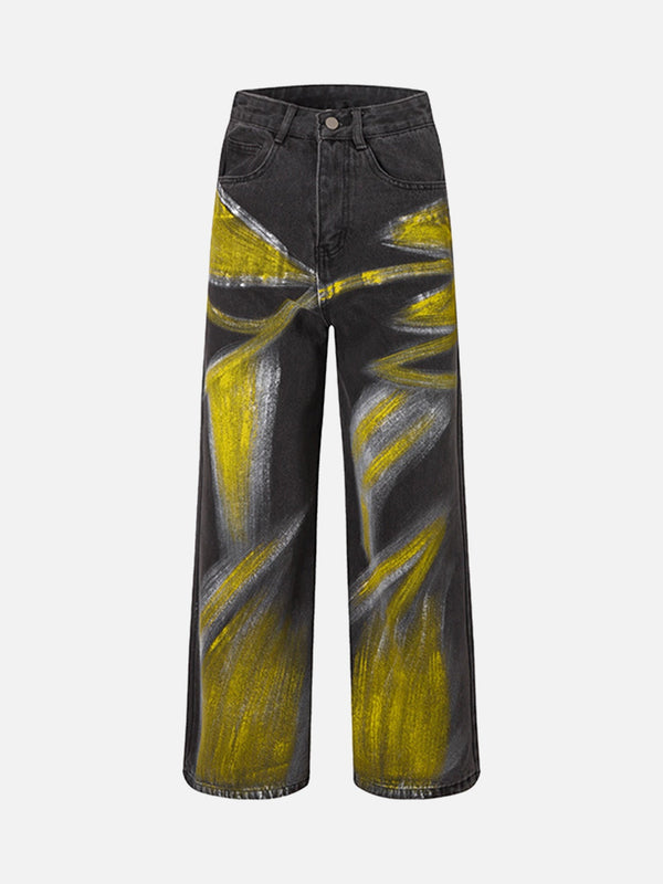 Majesda® - High Street Heavy Industry Graffiti Washed Jeans- Outfit Ideas - Streetwear Fashion - majesda.com
