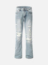 Majesda® - High Street Ripped Micro Flare Jeans- Outfit Ideas - Streetwear Fashion - majesda.com