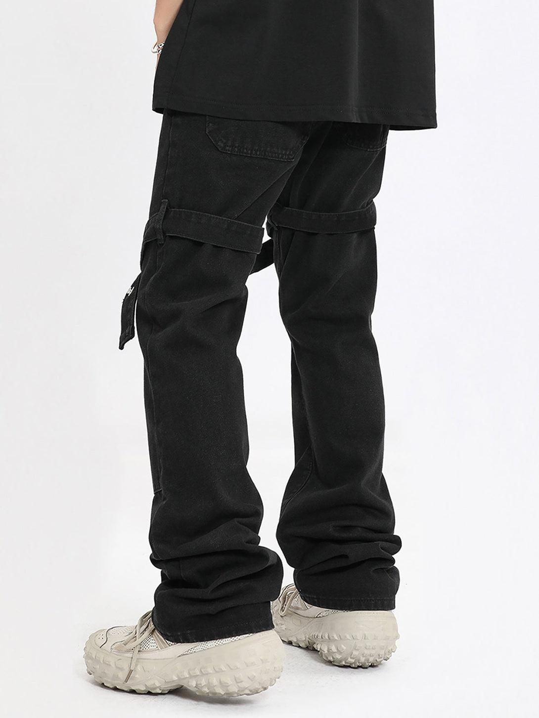 Majesda® - High Street Strappy Straight Leg Casual Work Jeans- Outfit Ideas - Streetwear Fashion - majesda.com