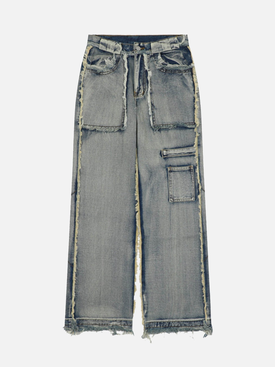 Majesda® - High Street Washed And Distressed Raw Edge Jeans- Outfit Ideas - Streetwear Fashion - majesda.com