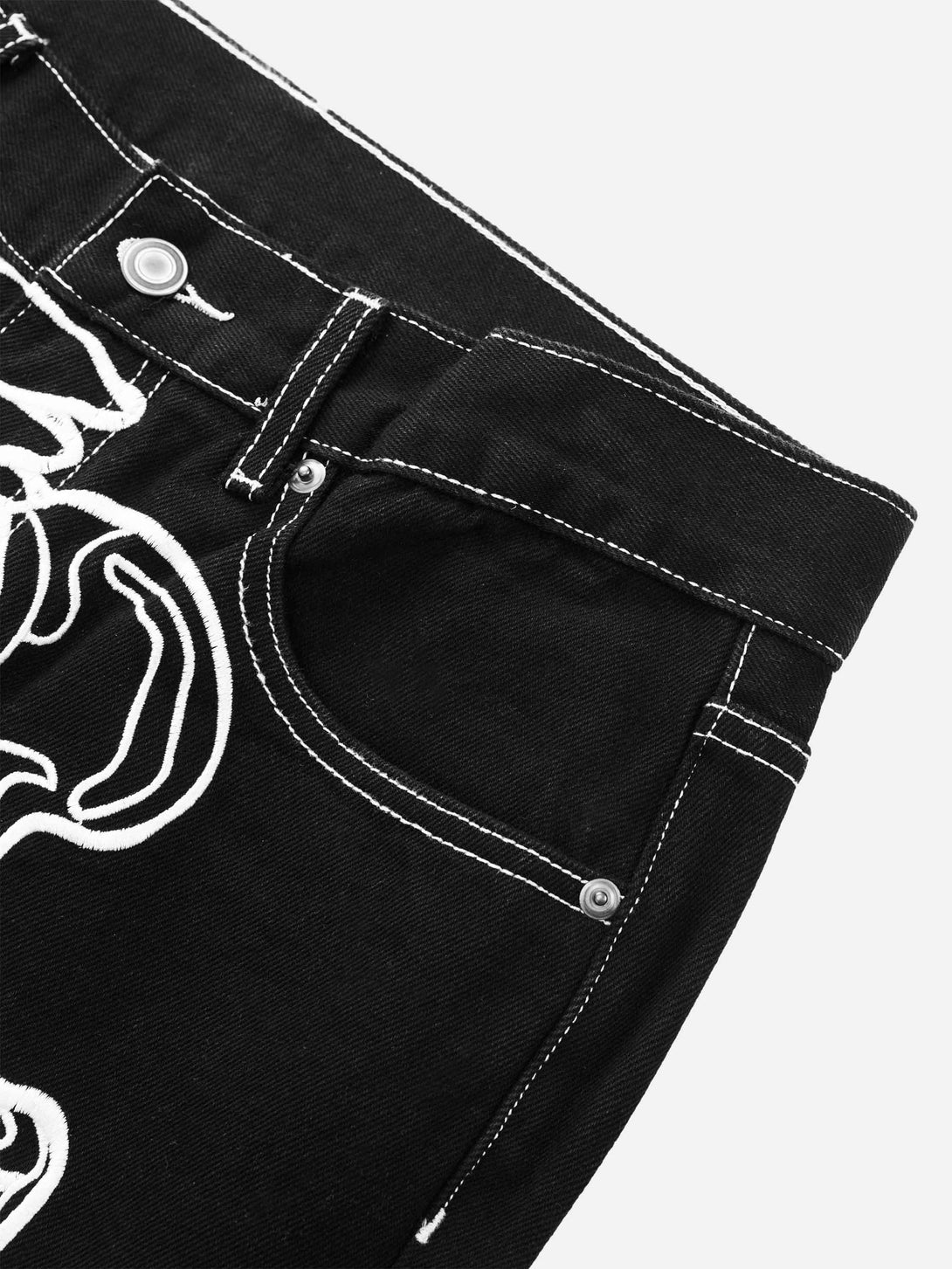 Majesda® - Hip Hop Bones Embroidered Jeans - 1859- Outfit Ideas - Streetwear Fashion - majesda.com