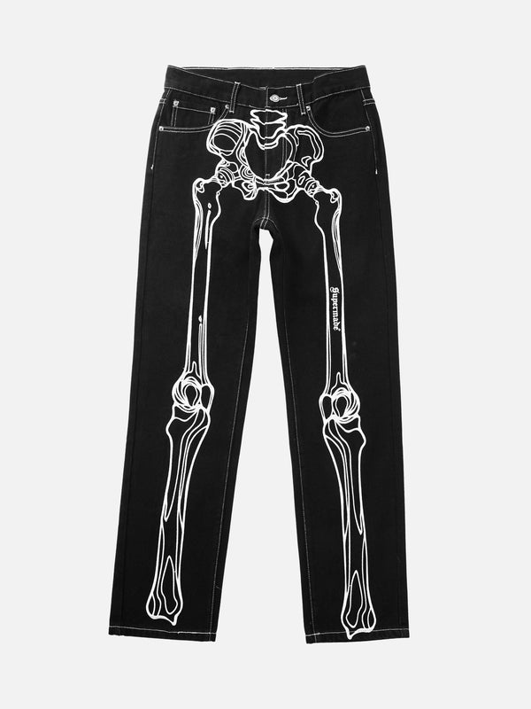 Majesda® - Hip Hop Bones Embroidered Jeans - 1859- Outfit Ideas - Streetwear Fashion - majesda.com