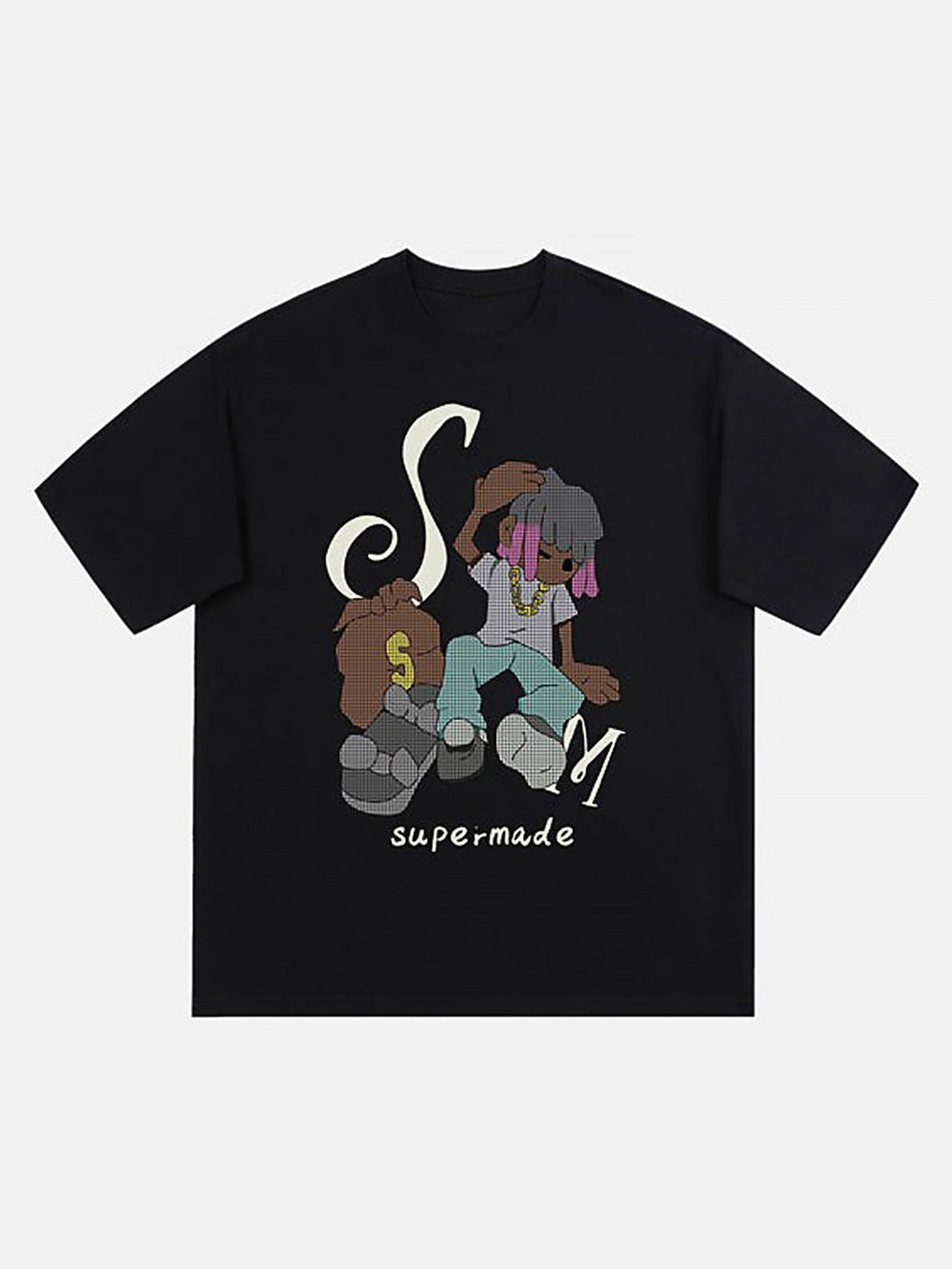 Majesda® - Hip Hop Cartoon Character Print T-shirt- Outfit Ideas - Streetwear Fashion - majesda.com