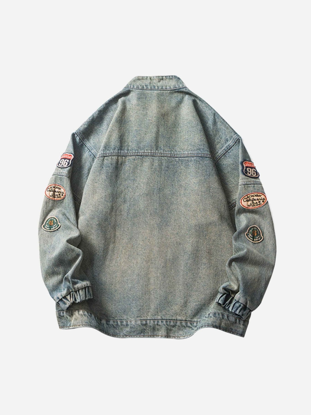 Majesda® - Hip-hop Badge Embroidered Do-over Denim Jacket - 1911- Outfit Ideas - Streetwear Fashion - majesda.com