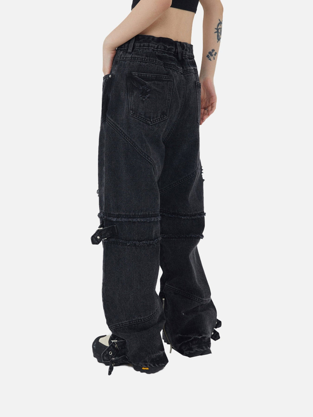 Majesda® - Hip-hop Retro Wash Old Punk Denim Pants Loose Straight Pants Couple Models-1456- Outfit Ideas - Streetwear Fashion - majesda.com