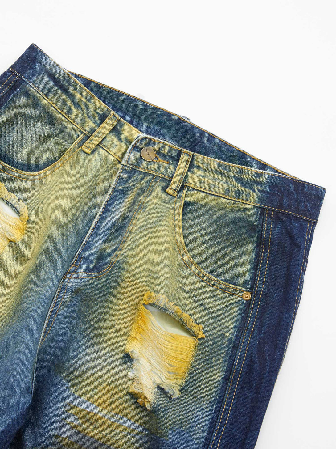 Majesda® - Hip-hop Washed Distressed Loose Spray-dyed Jeans- Outfit Ideas - Streetwear Fashion - majesda.com