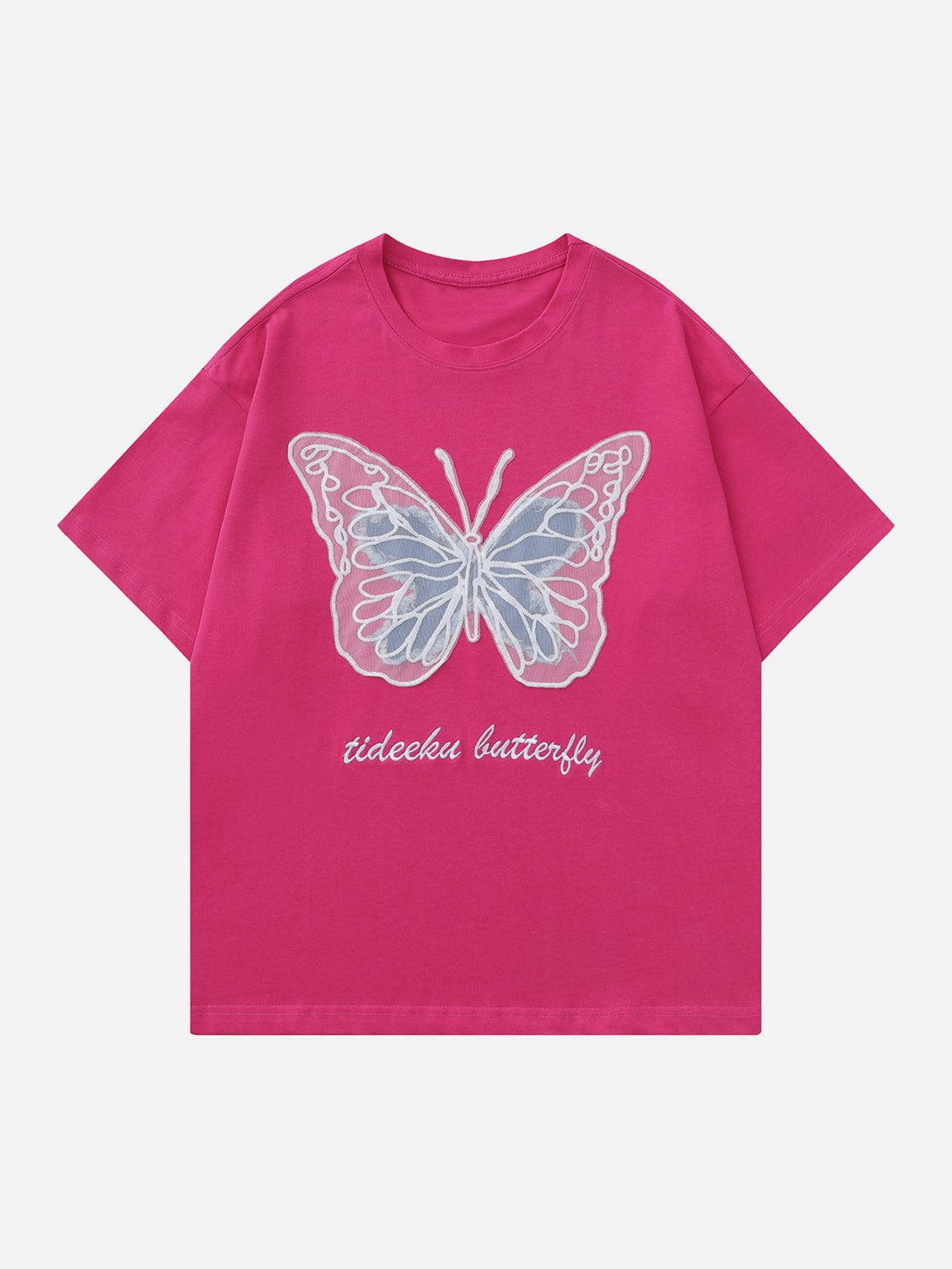 Majesda® - Hollow Mesh Butterfly Patch Tee- Outfit Ideas - Streetwear Fashion - majesda.com