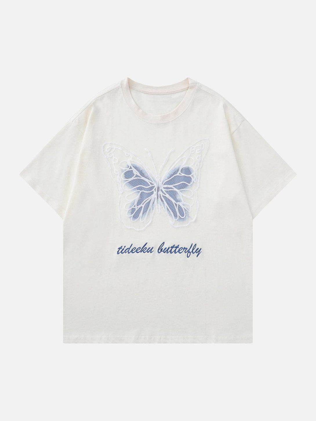 Majesda® - Hollow Mesh Butterfly Patch Tee- Outfit Ideas - Streetwear Fashion - majesda.com