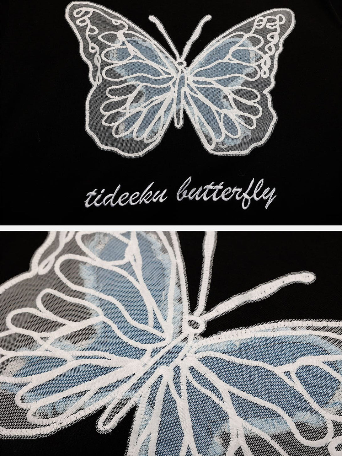 Majesda® - Hollow Mesh Butterfly Patch Tee- Outfit Ideas - Streetwear Fashion - majesda.com