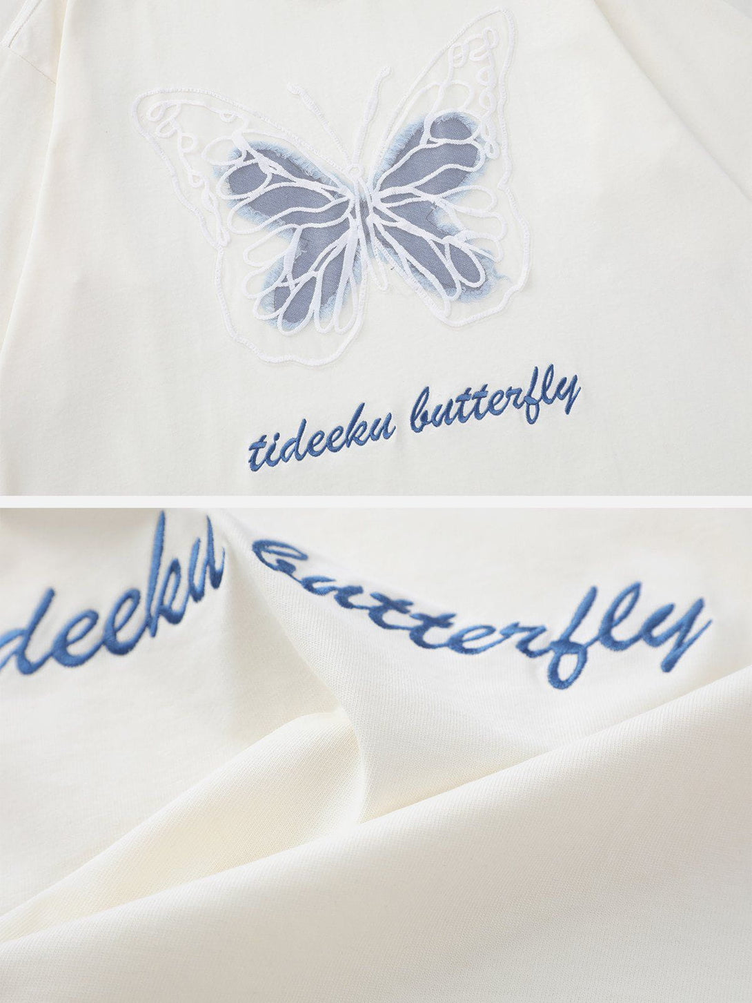 Majesda® - Hollow Mesh Butterfly Patch Tee- Outfit Ideas - Streetwear Fashion - majesda.com