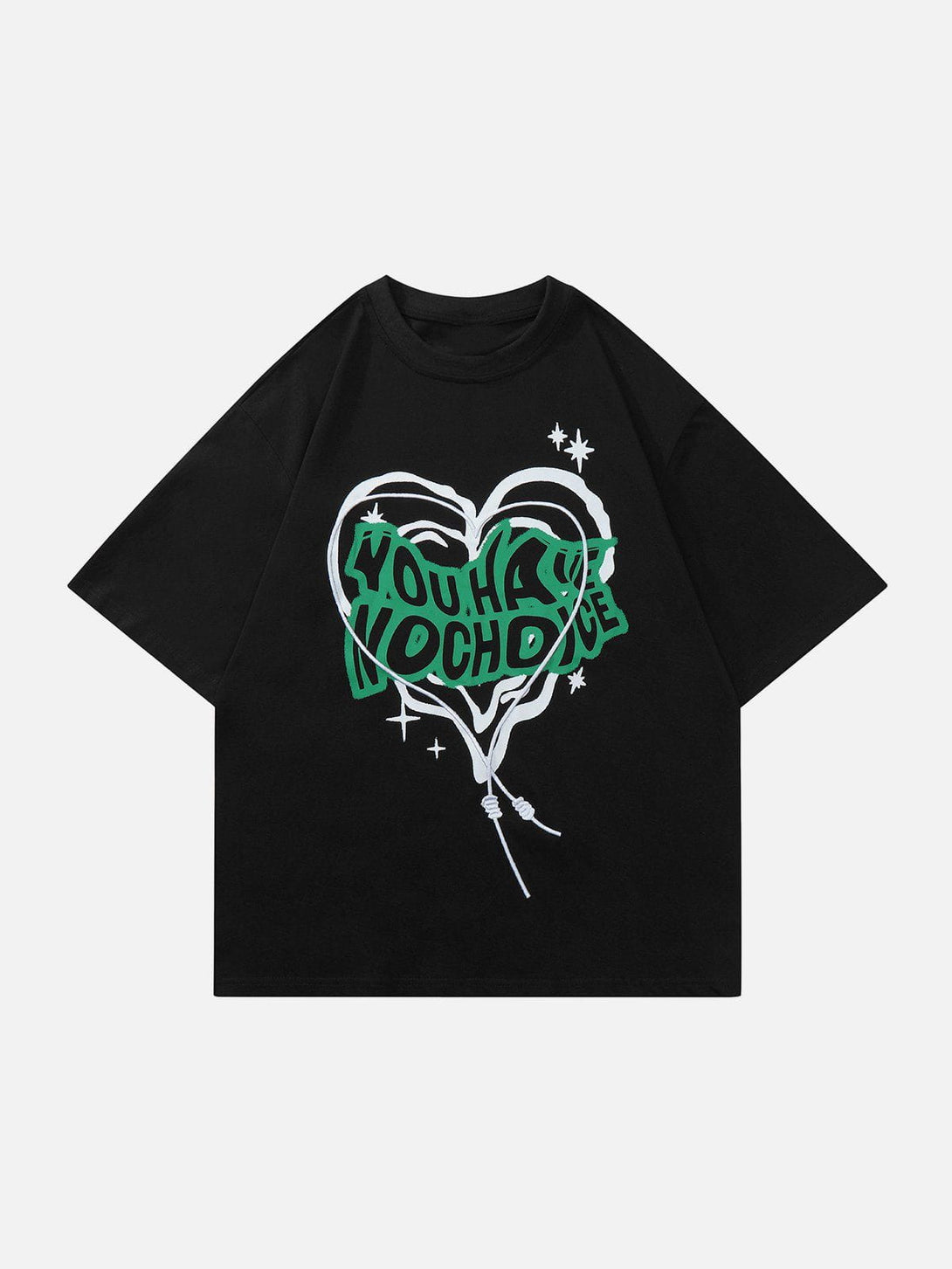 Majesda® - Irregular Heart Letter Print Tee- Outfit Ideas - Streetwear Fashion - majesda.com