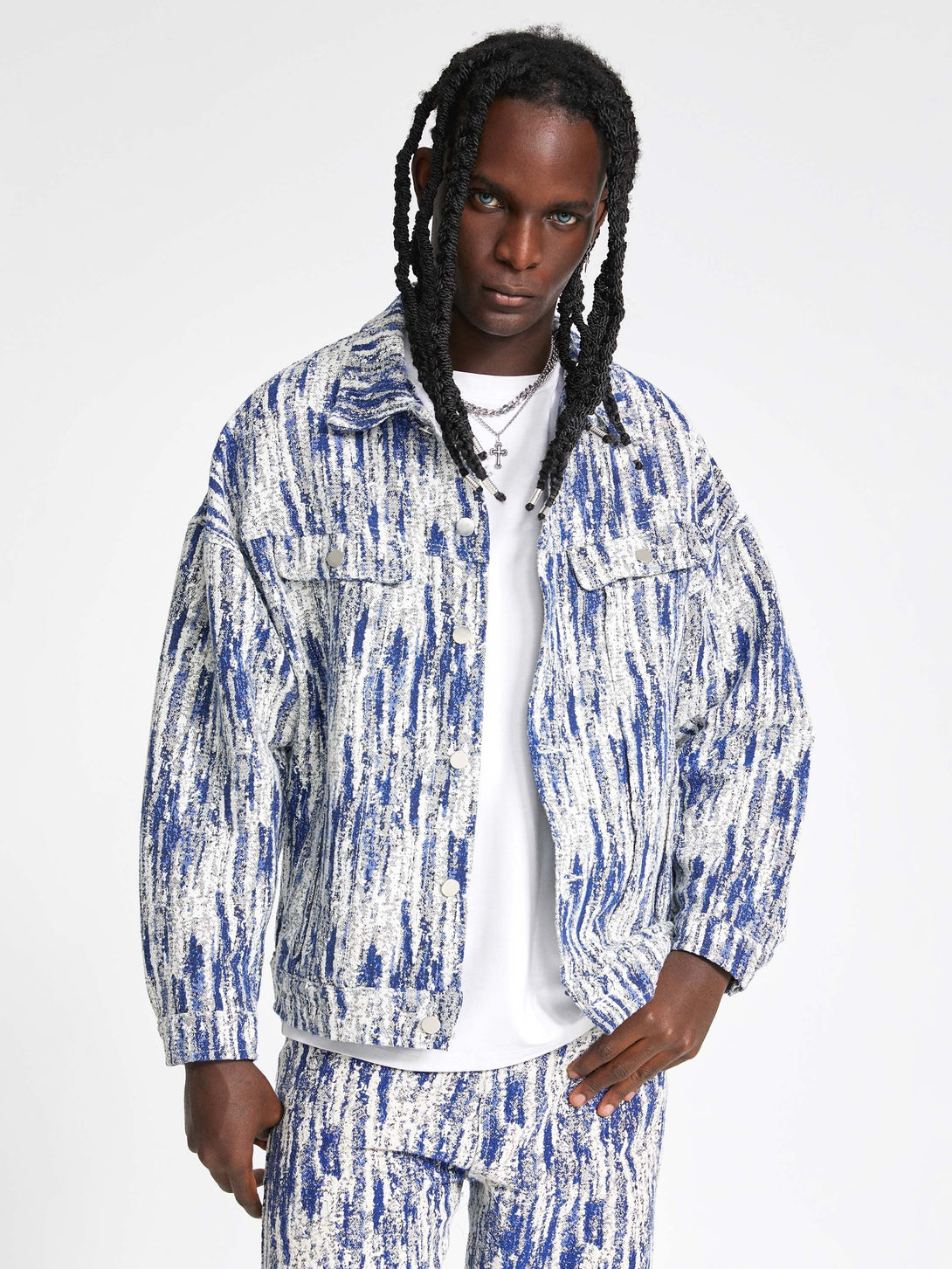 Majesda® - Jacquards Straight Trucker Jacket -1013- Outfit Ideas - Streetwear Fashion - majesda.com