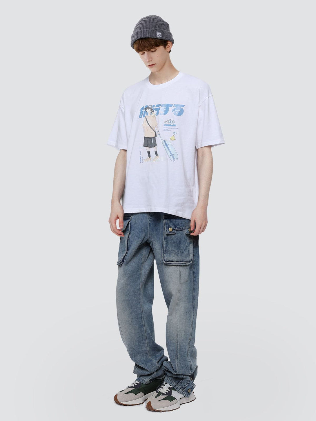 Majesda® - Japanese Anime Travel Boy Print Cotton Tee- Outfit Ideas - Streetwear Fashion - majesda.com