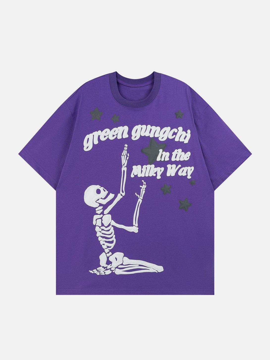 Majesda® - Kneeling Skeleton Graphic Tee- Outfit Ideas - Streetwear Fashion - majesda.com