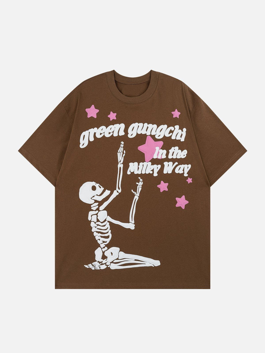 Majesda® - Kneeling Skeleton Graphic Tee- Outfit Ideas - Streetwear Fashion - majesda.com