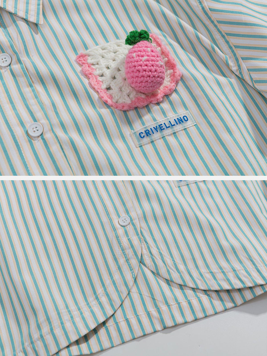 Majesda® - Knitted Strawberry Stripe Tee- Outfit Ideas - Streetwear Fashion - majesda.com