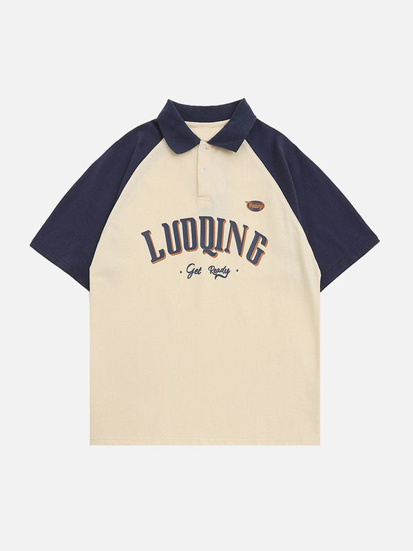 Majesda® - LUDQING Graphic Polo Collar Tee- Outfit Ideas - Streetwear Fashion - majesda.com