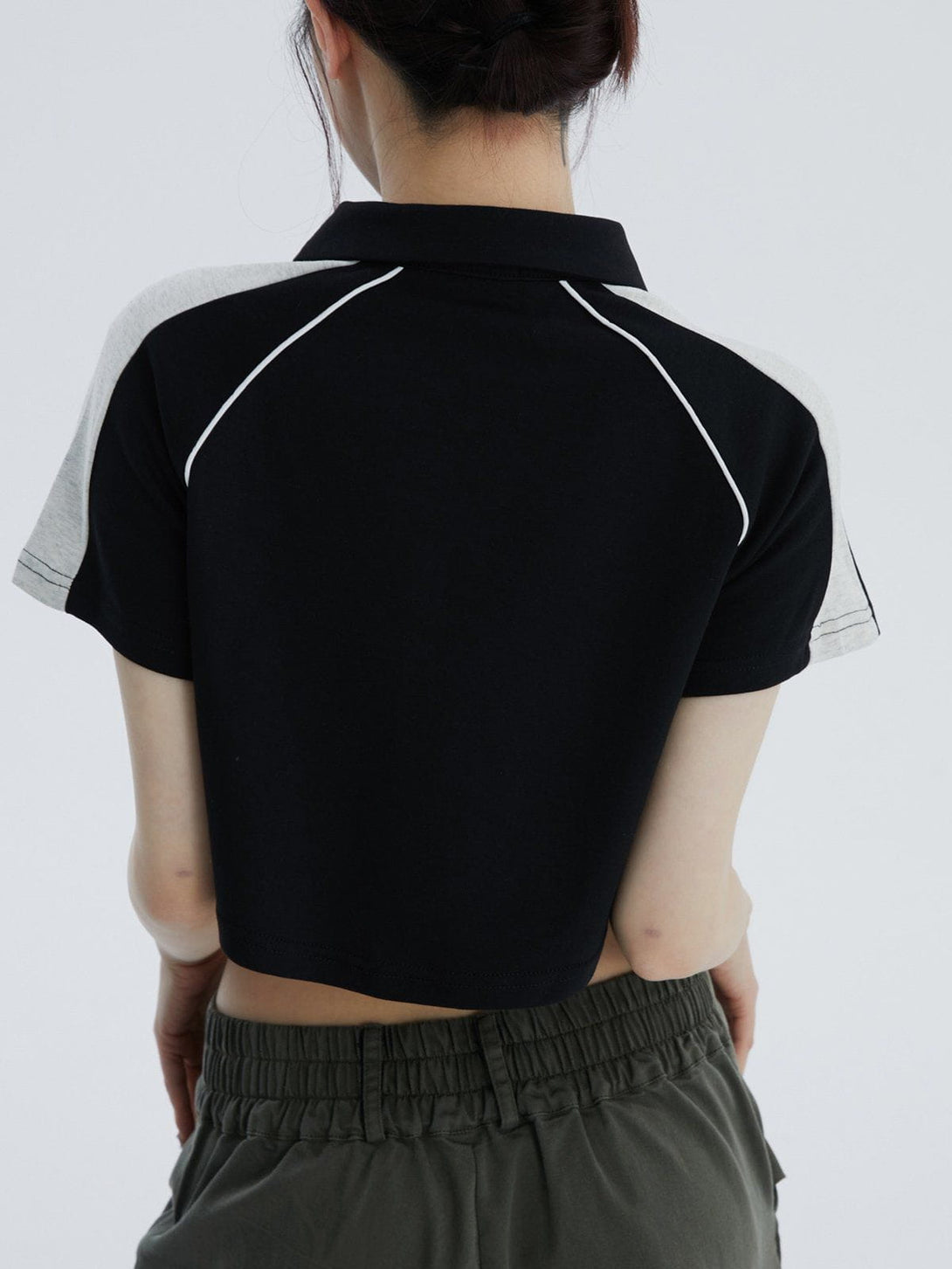 Majesda® - Lapel Zipper Colorblock Tee- Outfit Ideas - Streetwear Fashion - majesda.com