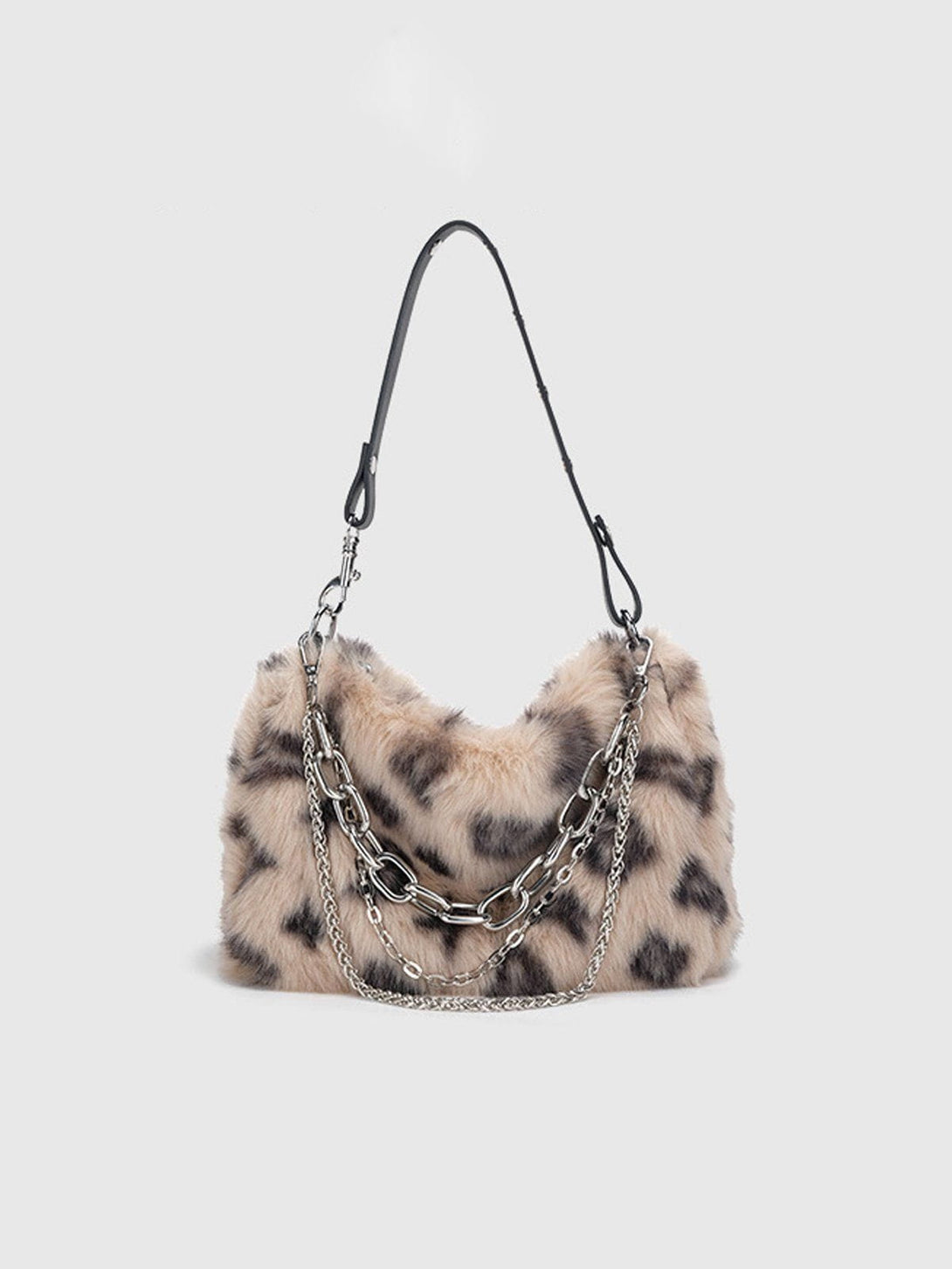 Majesda® - Leopard Fleece Chain Bag- Outfit Ideas - Streetwear Fashion - majesda.com