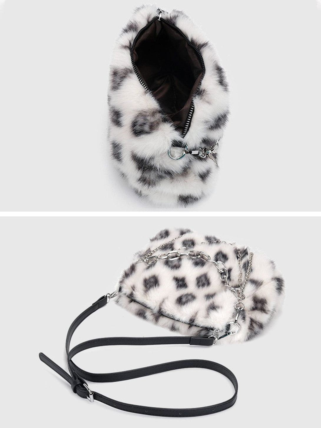 Majesda® - Leopard Fleece Chain Bag- Outfit Ideas - Streetwear Fashion - majesda.com