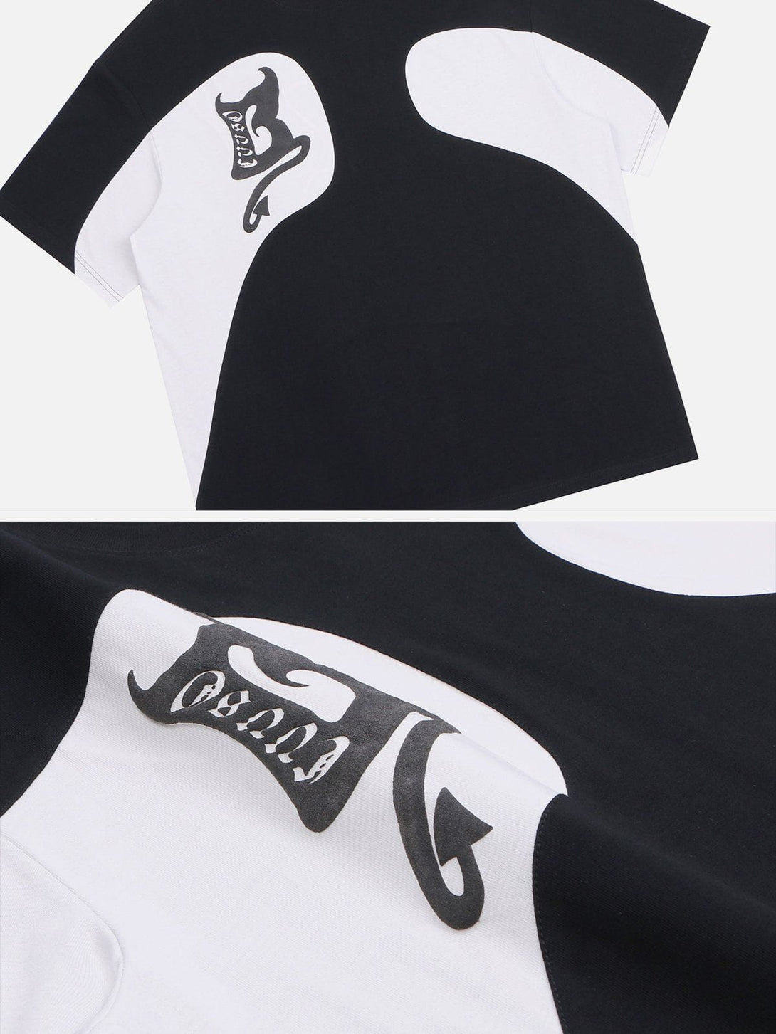 Majesda® - Letter B Print Stitching Tee- Outfit Ideas - Streetwear Fashion - majesda.com