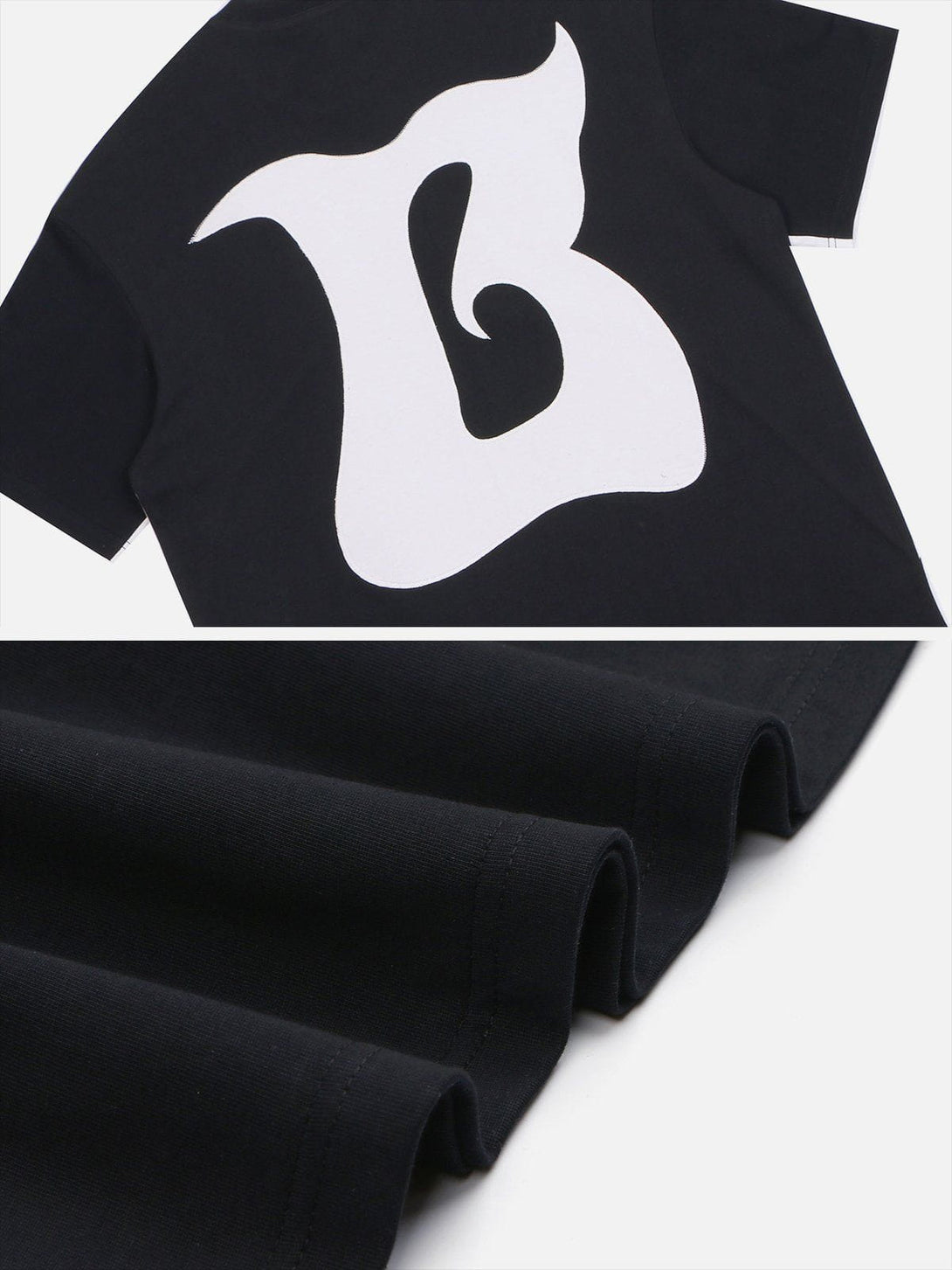 Majesda® - Letter B Print Stitching Tee- Outfit Ideas - Streetwear Fashion - majesda.com