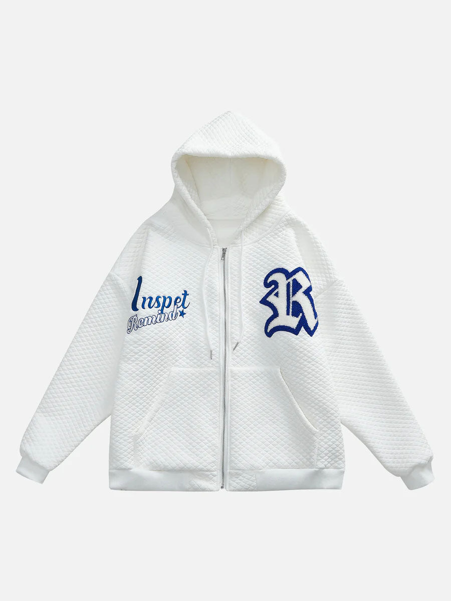 Majesda® - Letter Embroidered Hoodie Jacket -1095- Outfit Ideas - Streetwear Fashion - majesda.com