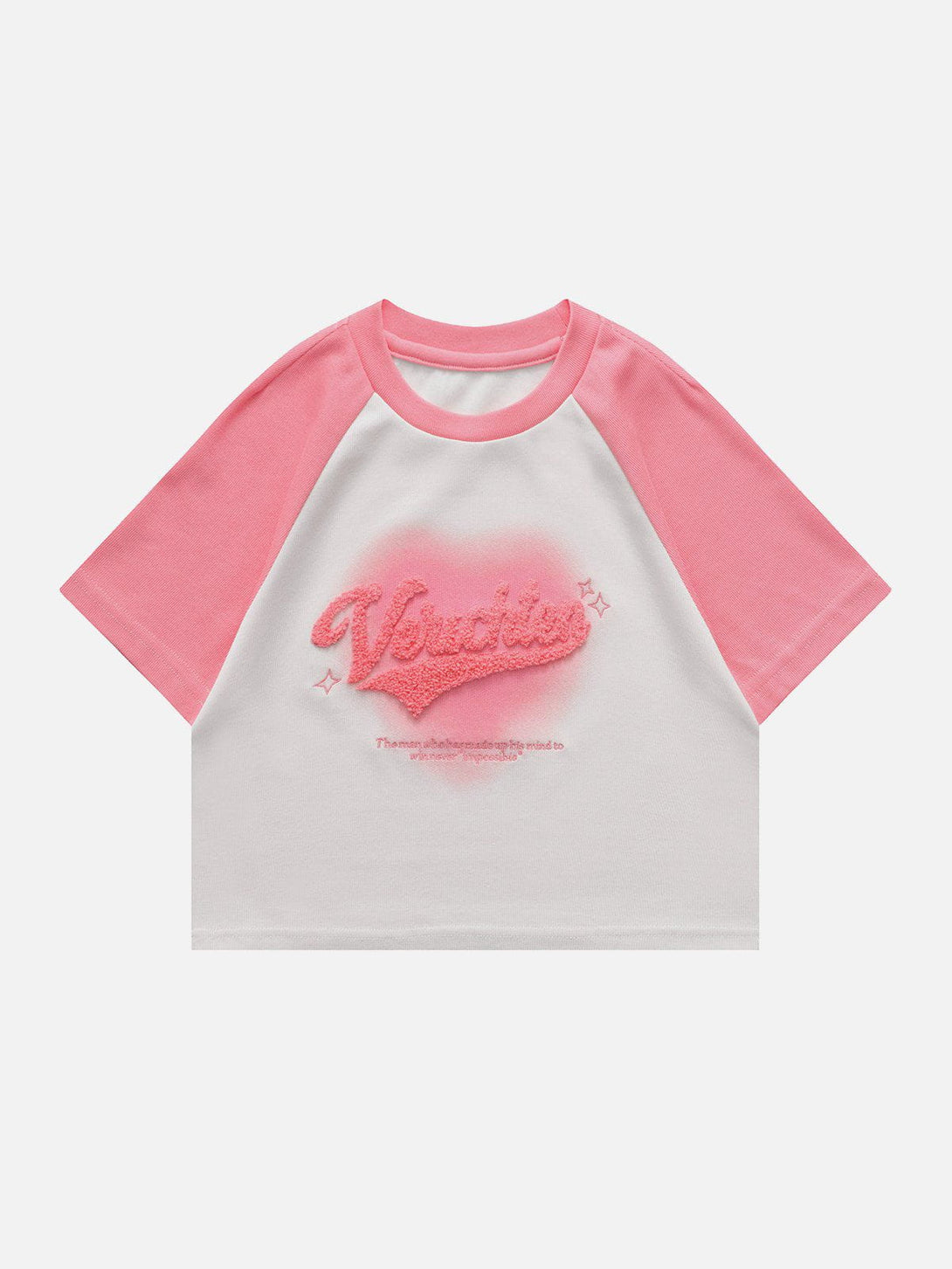 Majesda® - Letter Flocking Raglan Tee- Outfit Ideas - Streetwear Fashion - majesda.com