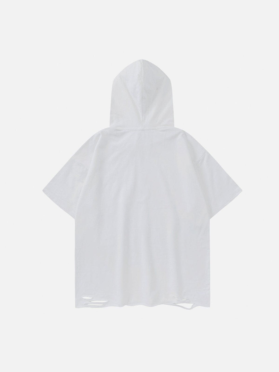 Majesda® - Letter Print Ripped Hooded Tee- Outfit Ideas - Streetwear Fashion - majesda.com