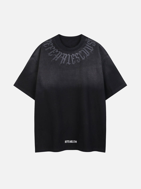 Majesda® - Letter Printing Gradient Tee- Outfit Ideas - Streetwear Fashion - majesda.com