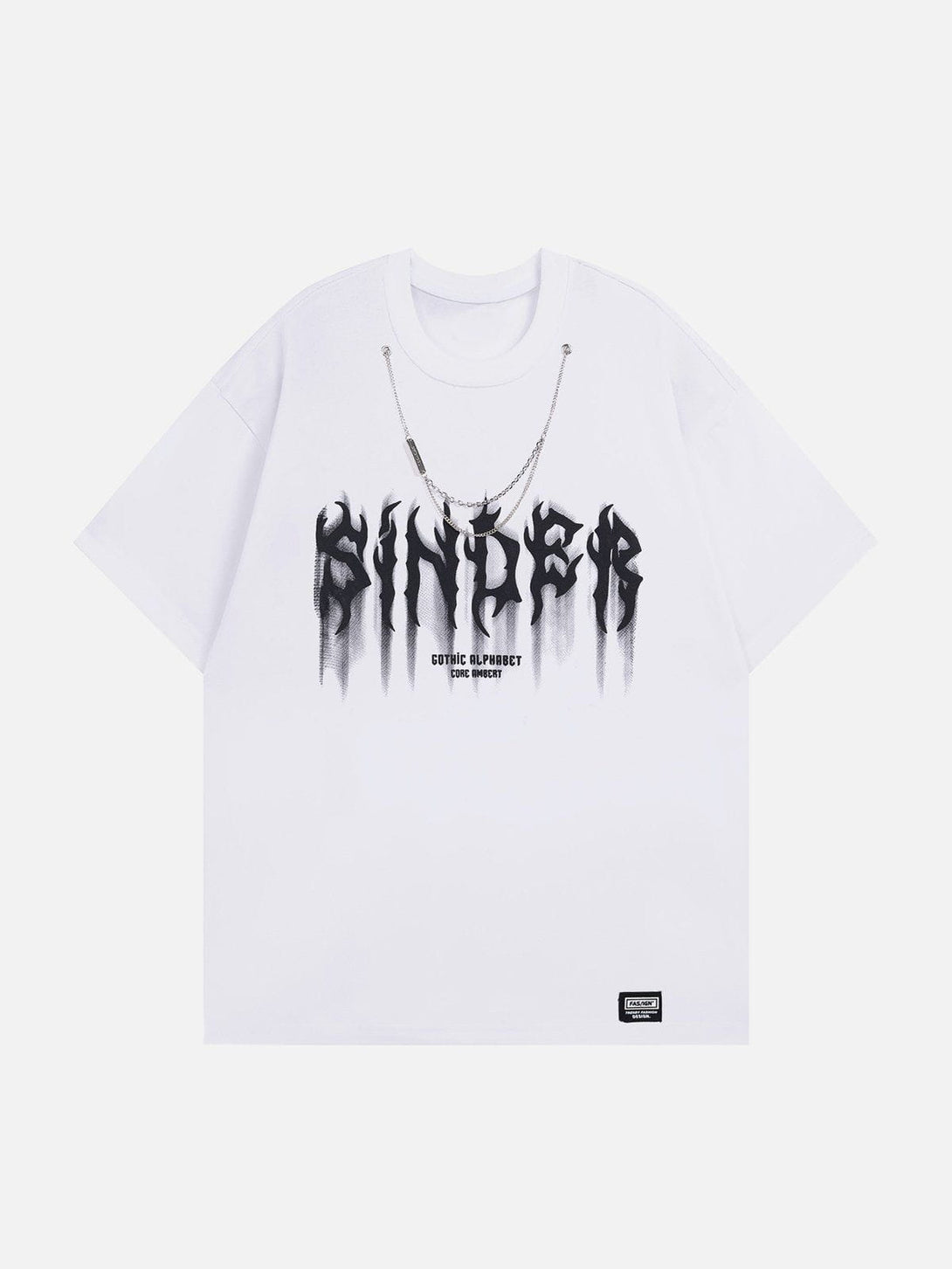 Majesda® - Letter Shadow Chain Decoration Tee- Outfit Ideas - Streetwear Fashion - majesda.com