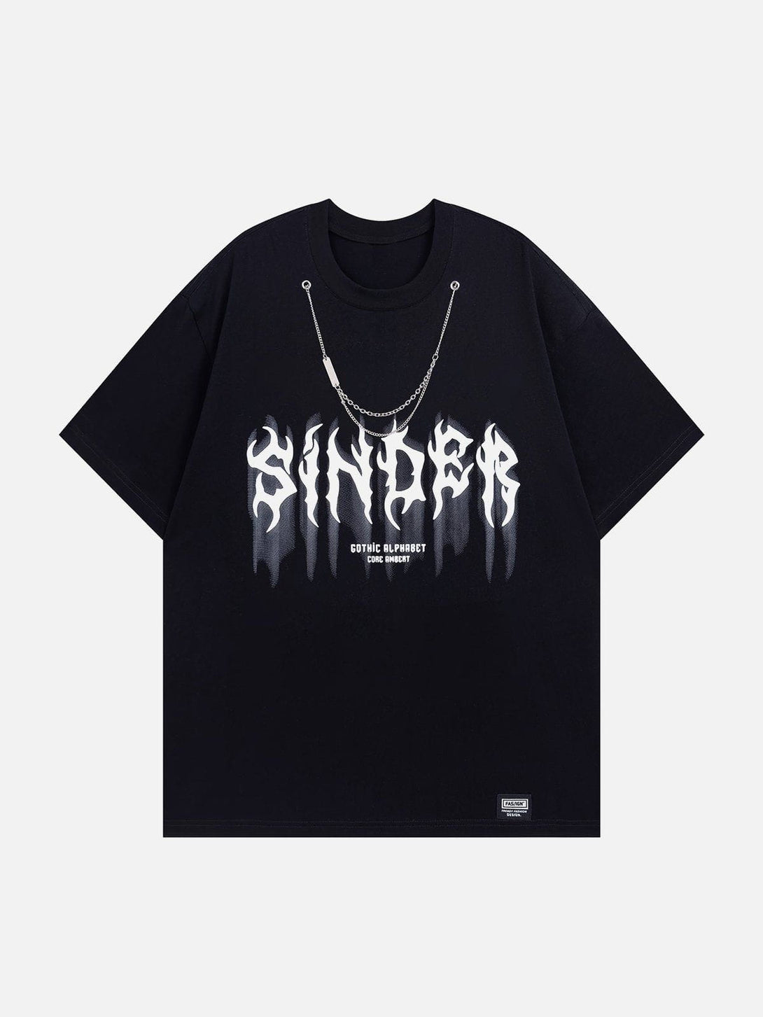 Majesda® - Letter Shadow Chain Decoration Tee- Outfit Ideas - Streetwear Fashion - majesda.com