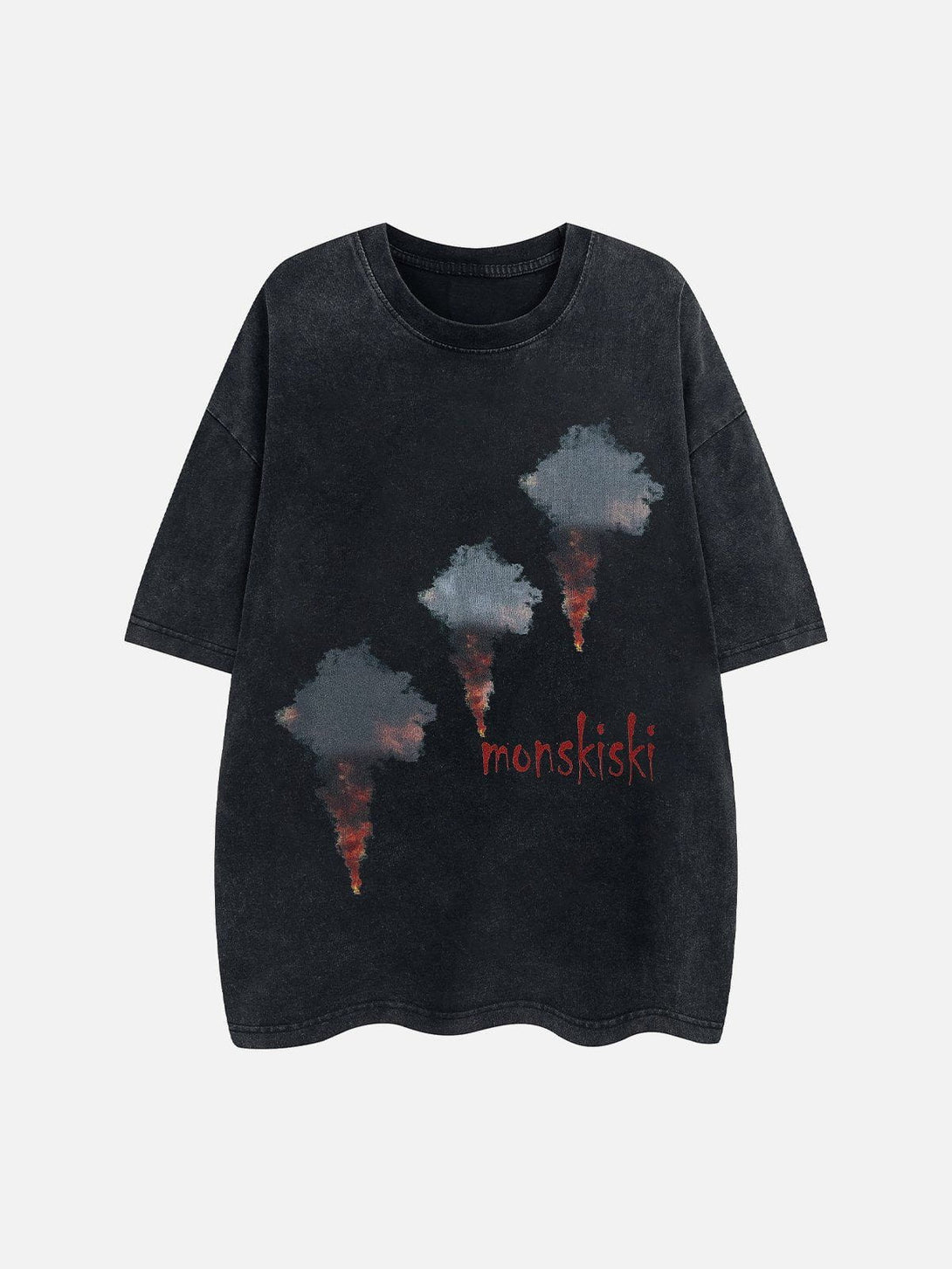 Majesda® - Letter Smoke Print Tee- Outfit Ideas - Streetwear Fashion - majesda.com