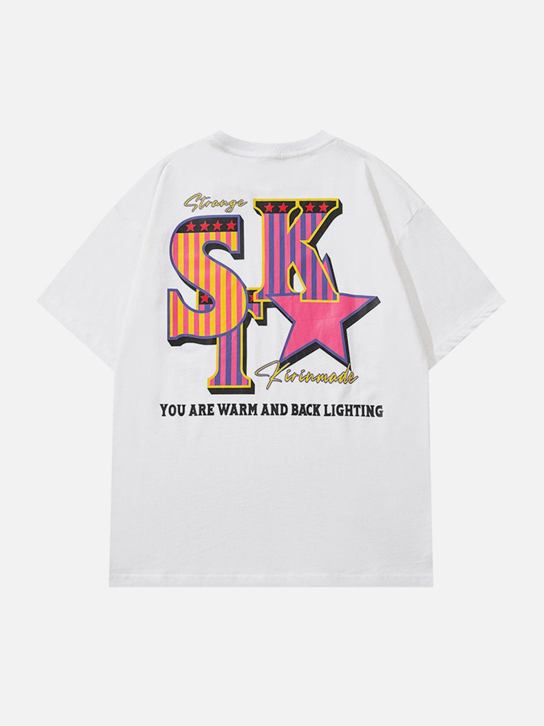 Majesda® - Letter Star Print Tee- Outfit Ideas - Streetwear Fashion - majesda.com