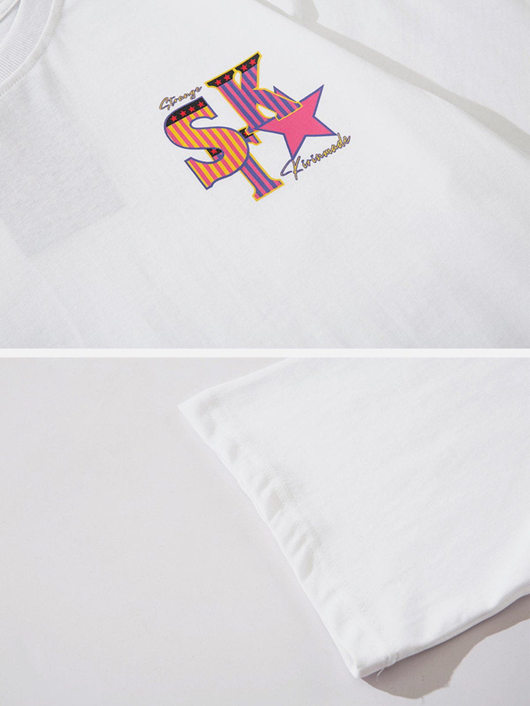 Majesda® - Letter Star Print Tee- Outfit Ideas - Streetwear Fashion - majesda.com