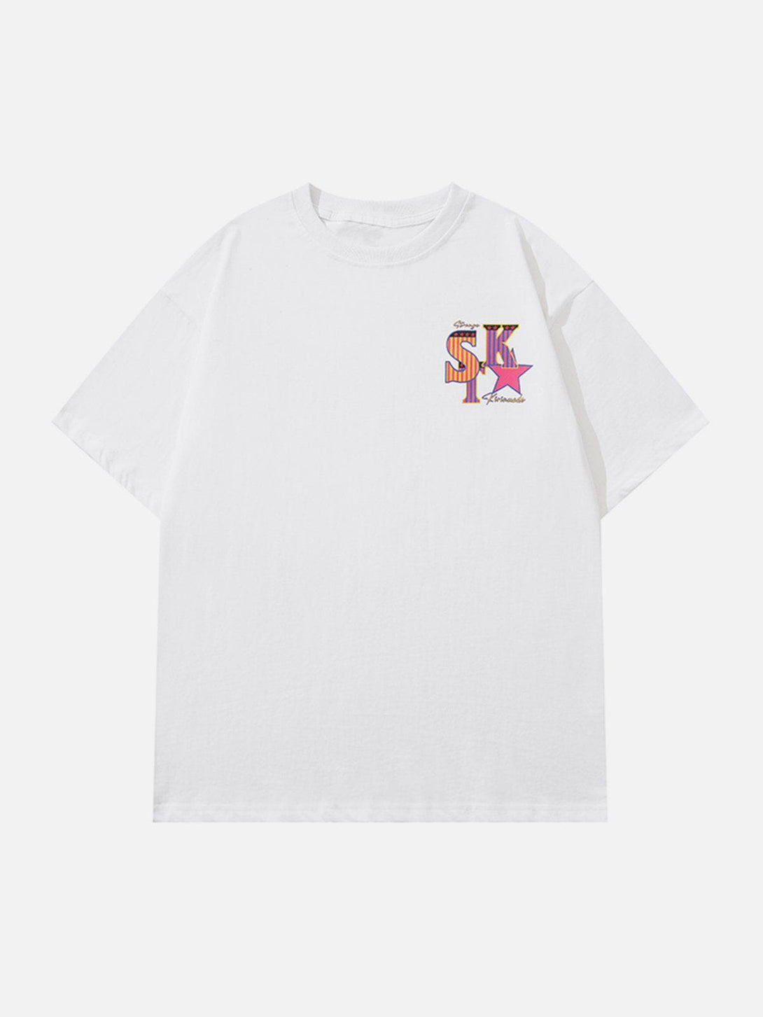 Majesda® - Letter Star Print Tee- Outfit Ideas - Streetwear Fashion - majesda.com