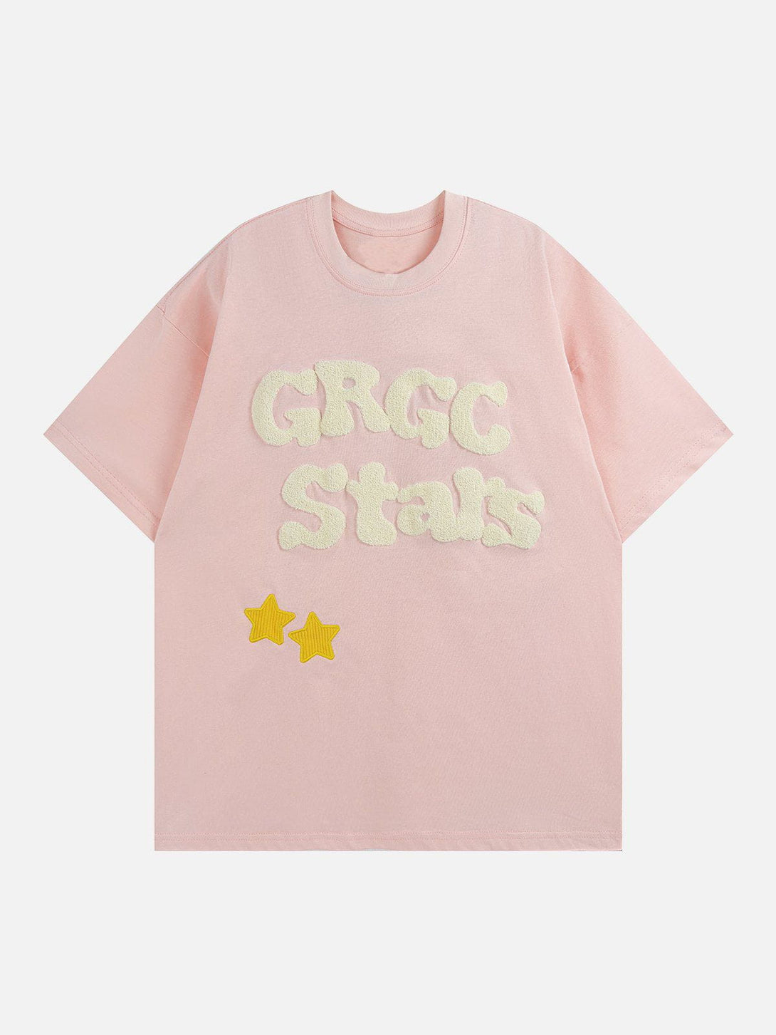 Majesda® - Lettered Star Embroidery Tee- Outfit Ideas - Streetwear Fashion - majesda.com