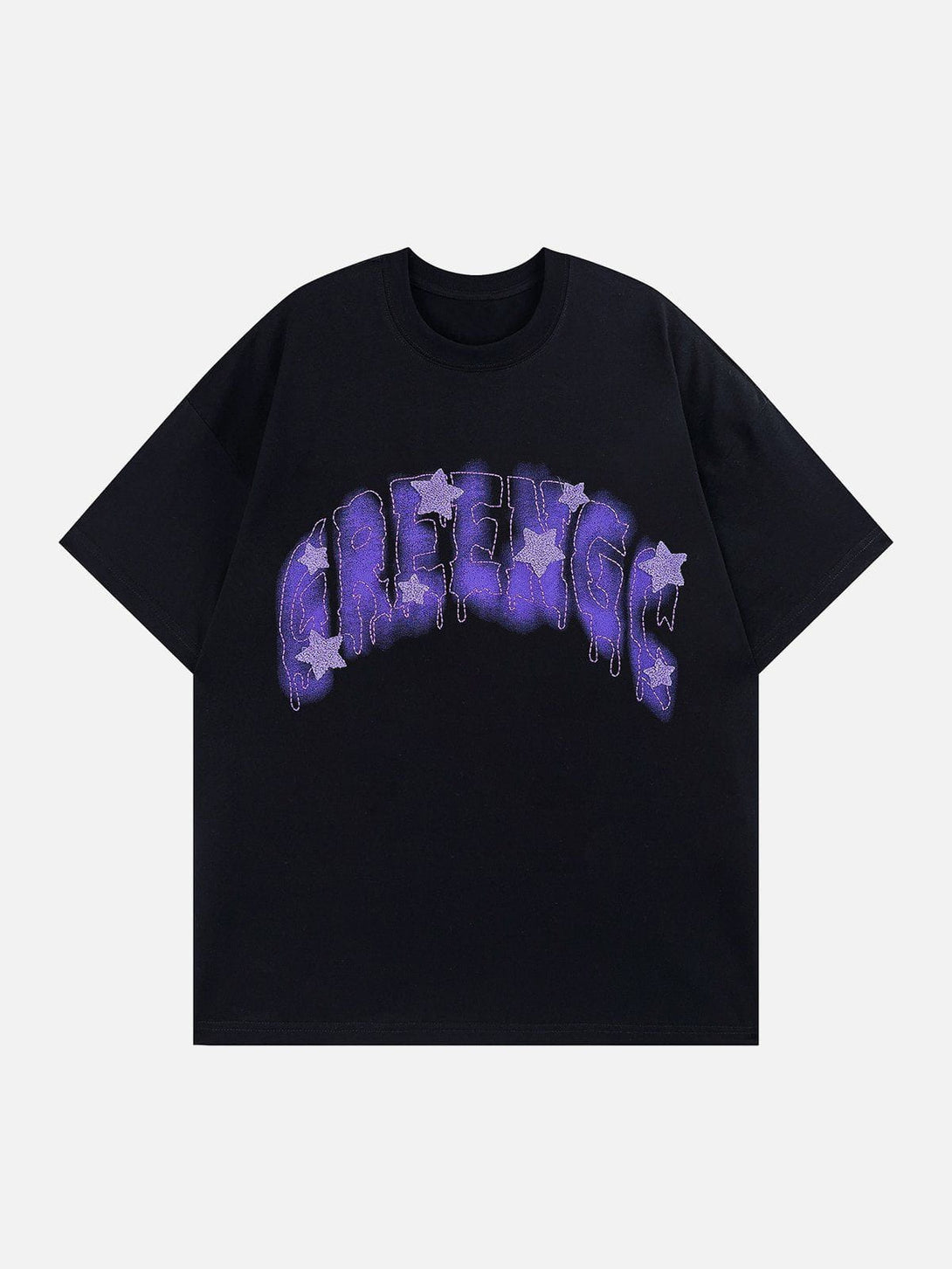 Majesda® - Lettering Swoosh Print Tee- Outfit Ideas - Streetwear Fashion - majesda.com