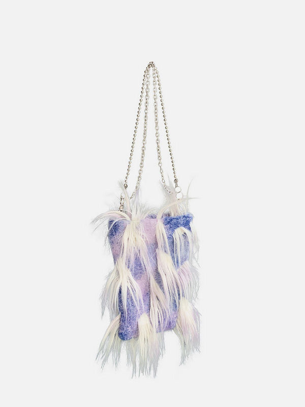 Majesda® - Lilac Plush Fringe Crossbody Bag- Outfit Ideas - Streetwear Fashion - majesda.com