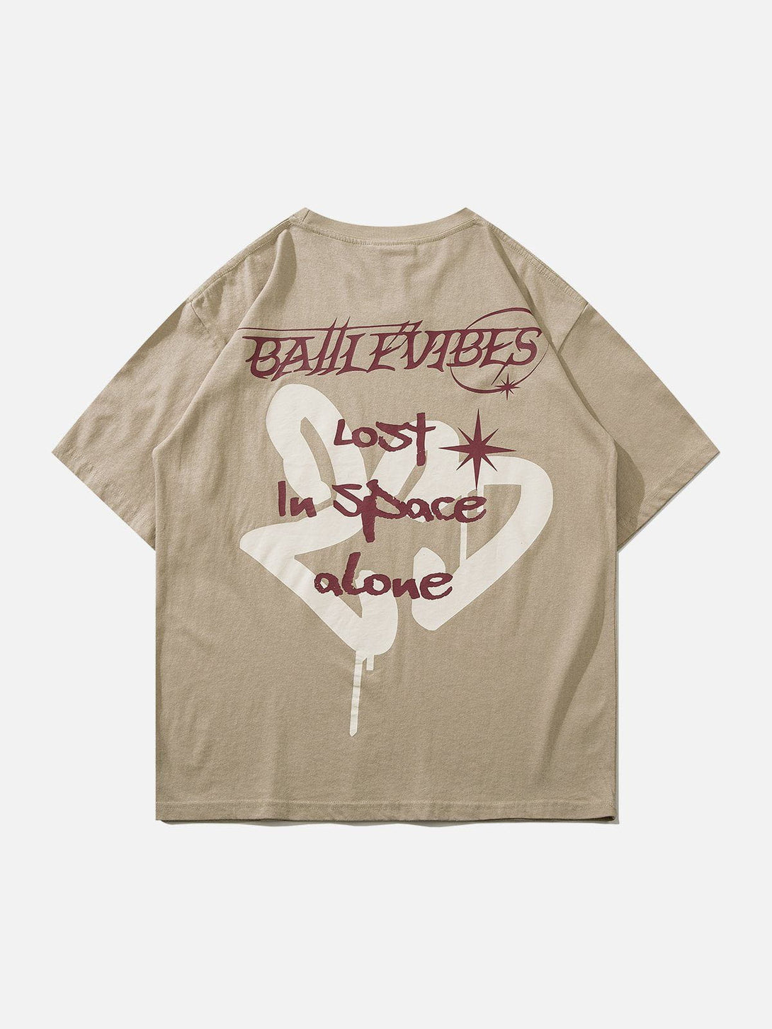 Majesda® - Line Letters Print Washed Tee- Outfit Ideas - Streetwear Fashion - majesda.com