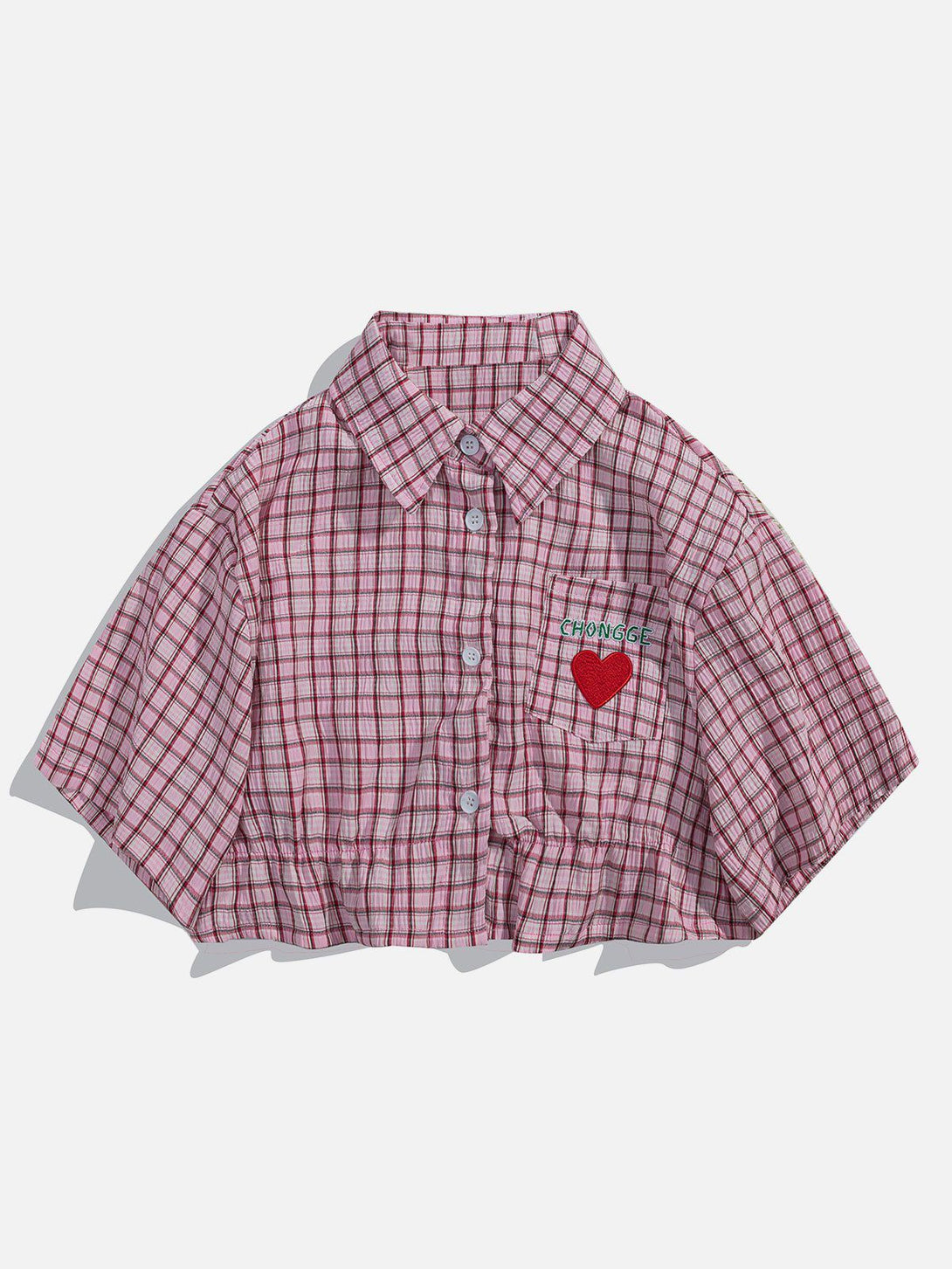 Majesda® - Love Embroidered Plaid Tee- Outfit Ideas - Streetwear Fashion - majesda.com