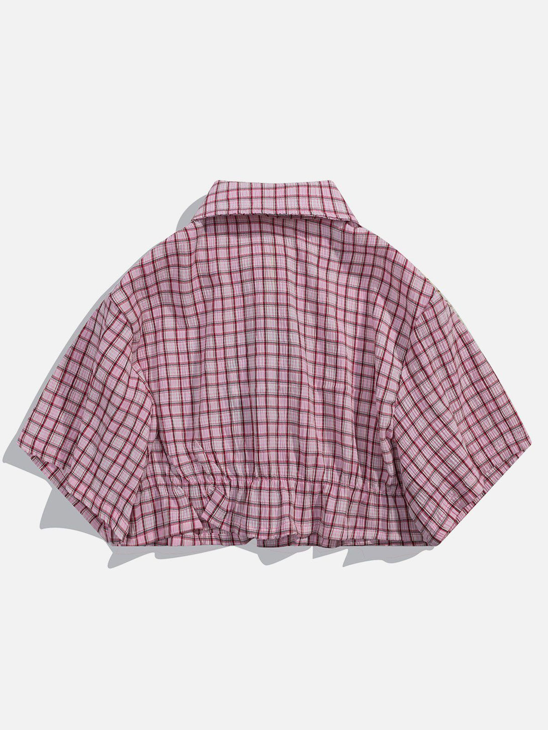 Majesda® - Love Embroidered Plaid Tee- Outfit Ideas - Streetwear Fashion - majesda.com