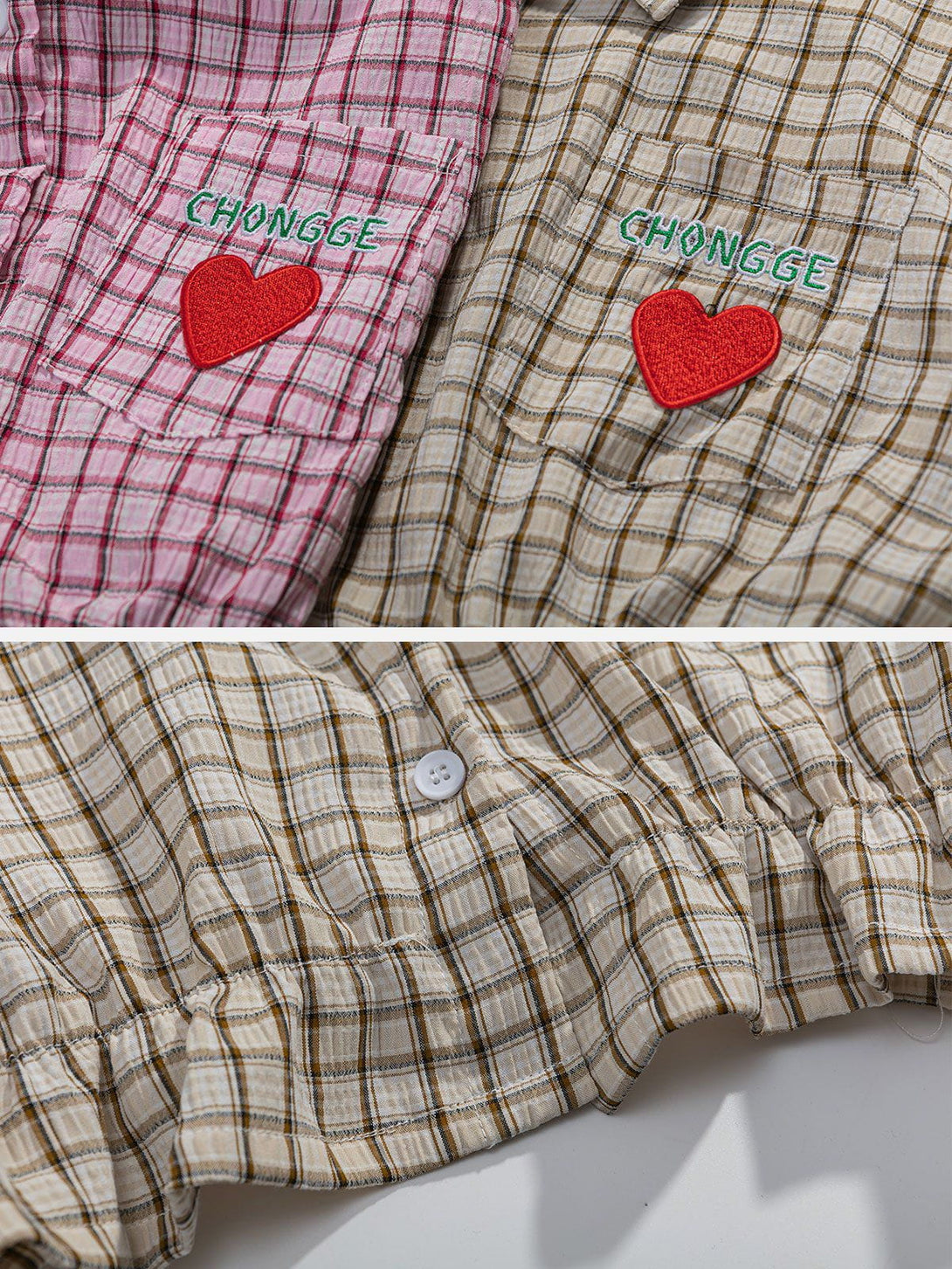 Majesda® - Love Embroidered Plaid Tee- Outfit Ideas - Streetwear Fashion - majesda.com