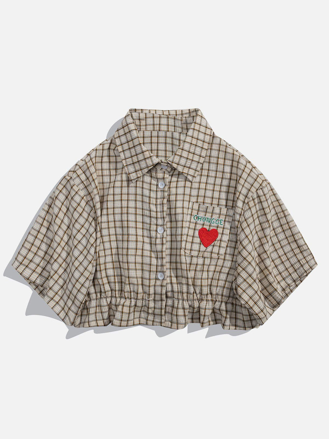 Majesda® - Love Embroidered Plaid Tee- Outfit Ideas - Streetwear Fashion - majesda.com