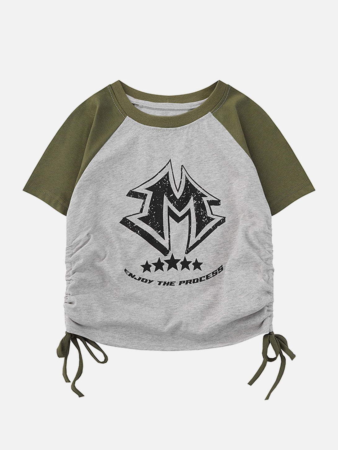 Majesda® - M Letter Print Drawstring Tee- Outfit Ideas - Streetwear Fashion - majesda.com